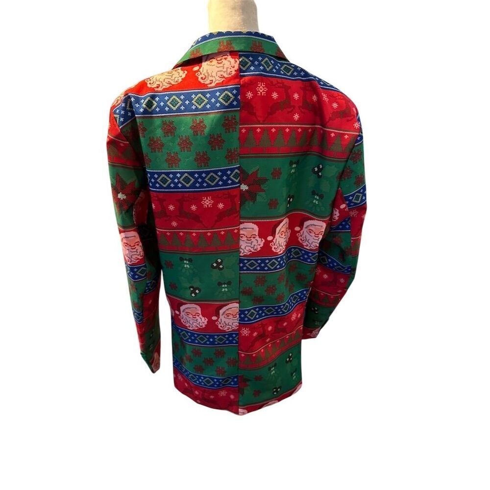 Dec. 25th Men's Christmas Blazer Medium Multicolor Geometric Party Wear - Picture 5 of 10